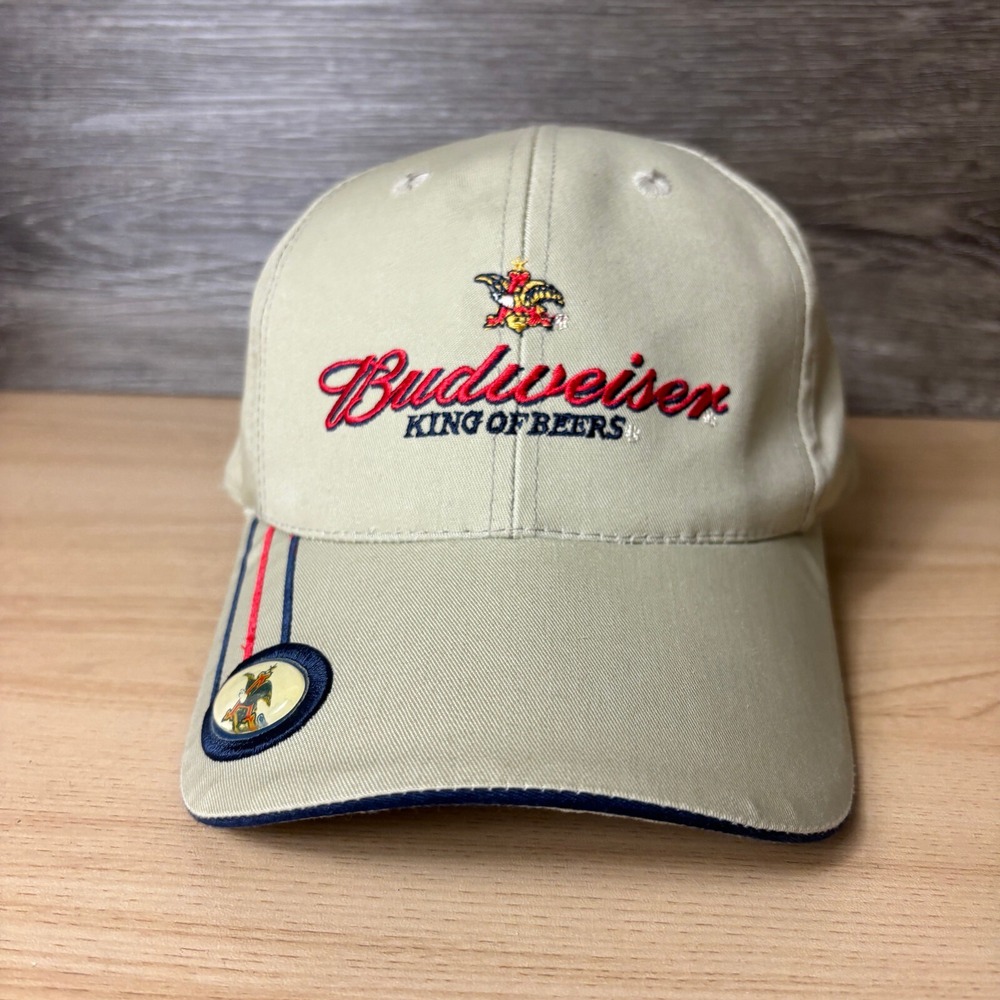 Vintage Budweiser Hat Cap Strap Back Brown Beer Brewing King Of Beers Adjustable